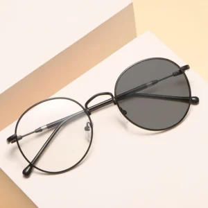 Round Retro Metal Phototropic Anti Blue Light Ultraviolet Sunglasses Eyeglasses Frames Manufacturer