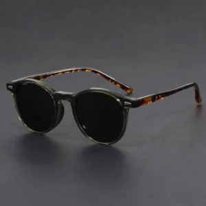 Round Shape Women’s Sunglasses Fashion Stylish Personality Sun Glasses Vintage Men’s Punk Rivets Concave Frame Shades