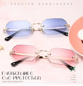 S31454 Fashion Ladies Rimless Sunglasses Rectangle Designer Square Sunglasses Trendy Unisex Sunglasses