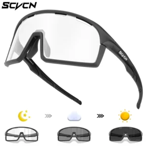 SCVCN Outdoor Eyewear Cycling Sports Sunglasses TR90 Frame with Pc Photochromic Lens Unisex Uv protection Men