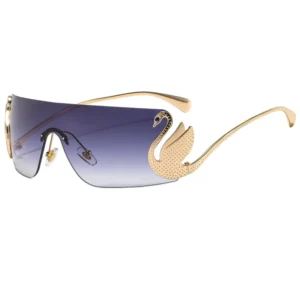 SPUKA 9103 New Swan Decor Shield Sunglasses UV400 Protection Rimless Sunglasses for Women Custom Logo Shades