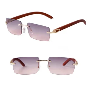 STY9253 Women Men Sunglasses Rimless Gradient Custom Logo Wood UV400
