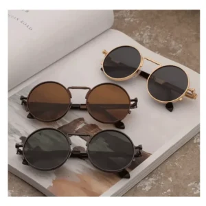 Shades Retro Metal Round Frames Sunglasses UV400 Lens Luxury Metal Frame Unisex Round Sunglasses