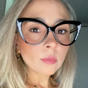 Simple Acetate TR90 Sexy Shiny Crystal Colorful Cat Eye Eyewear Blue Light Blocking Square Optical Glasses Frame Designer