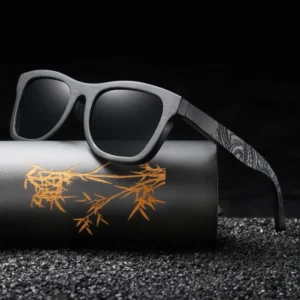 Simple Fashion Retro Hot Mirror Bamboo Wood Polarized Unisex Sunglasses with TAC Lenses Full Rim Square Design Custom Logo