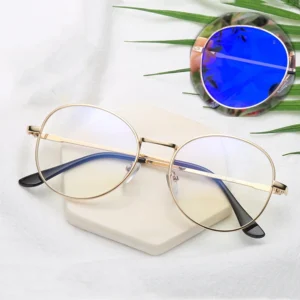 Simple Round Photochromic and Anti Blue Glasses Metal Gold Silver Women Men Lunette Photogray Anti Reflet Computer Optical