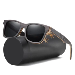 Skateboard Wooden Sunglasses Handcrafted Polarized Lenses Sustainable Sunglasses Bamboo