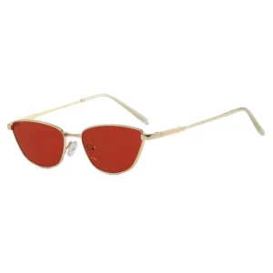Small Frame Gold Metal Sunglasses Cat Eye Design UV400 Protection for Men and Women