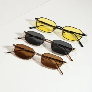 Small Frame Metal Sunglasses for Men and Women Sun Protection