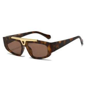 Small Frame Vintage Double Beam Metal Sunglasses for Men and Women