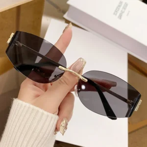 Small Oval-Shaped Sunglasses Sweet Cool Girl Style Full Cut-Edge Design UV400 Protection Transparent Sunglasses
