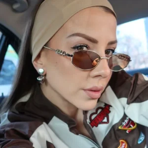 Small Polygon Frame Metal Sunglasses Outdoor UV400 Protection Sunshade for Women