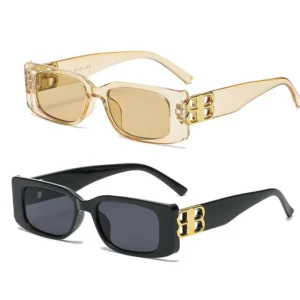 Small Square Sunglasses Retro Champagne Ladies UV400 Protection PC Lenses White Green