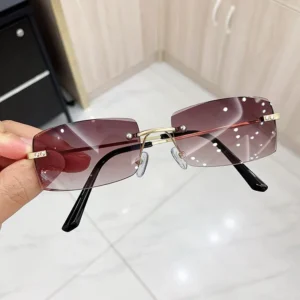 Small-frame Rimless UV400 Ultra-cool Edgy Sunglasses New Trendy Internet-famous European American Style Fashionable Women’s