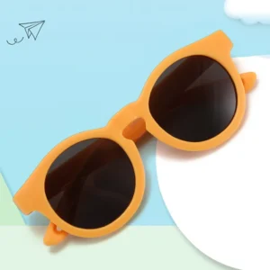 Soft Silicone Baby Sunglasses Round Frame TPEE Comfortable Wear Polarized Anti-Radiation for 0-1 Years Old