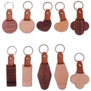 Souvenir Gift Keychain Laser Engraving Wooden Keychains Custom Logo Diy Blank Wood Keyring Gifts Accessories