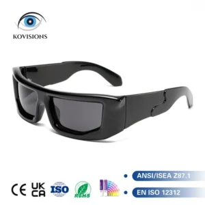 Sporty Sunglasses for Gentlemen Bold Wrap Plastic Frame with Seamless Temples Anti Glare Casual Commute Street Style