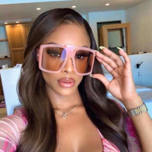 Square Big Frame Women Sun Shades Eyewear Mirror Sun Glasses Tiktok Trendy Fashion Oversize Lady Sunglasses