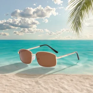 Square Black Metal Frame Men’s Polarized Sunglasses UV Protection Driving Glasses