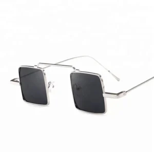 Square Frame Mirror Lenses Comfortable Unisex Metal Small Sunglasses with UV Protection Popular Street Style