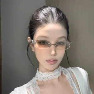 Square Metal Frameless UV400 Sunglasses Women Men