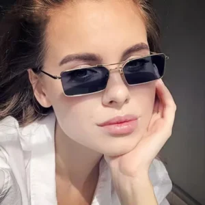Square Metal Shades Fashion UV 400 Unisex Retro Vintage Double Beam Sunglasses Luxury Alloy Custom Logo Frame Sunglasses