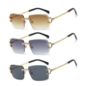 Square Rimless Sunglasses Metal Frame Gradient Lens Crystal Decor for Men Women Fashion Streetwear Daily Wear Luxury Style
