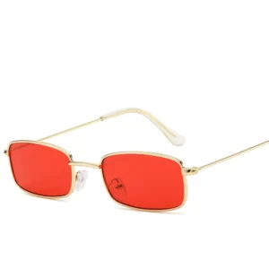 Square Small Metal Frame Retro Thin Female Fashion Sunglasses Colorful Ocean Film Cross border Glasses