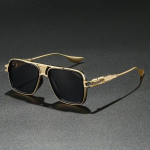 Square Sunglasses Stylish and Unique Men’s Glasses Luxury Metal Steampunk Style UV400 Protection Exquisite Sunglasses