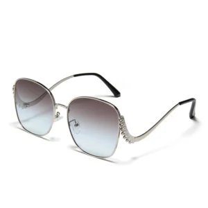 Square Sunglasses with Studded Metal Temple Details Women Frame Shades Logo Custom Metal Frame Glasses Eyewear