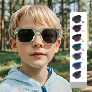 Square TR90 Frame Kids Sunglasses Custom Logo Polarized UV400 Lens Children’s Foldable Eyewear