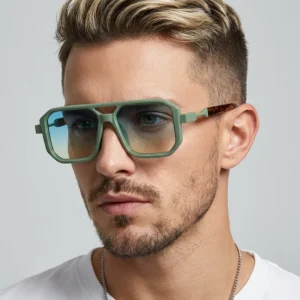Square Vintage Men Women Metal Double Bridges Punk Sun Glasses UV400 Square Sunglasses Unisex Outdoor