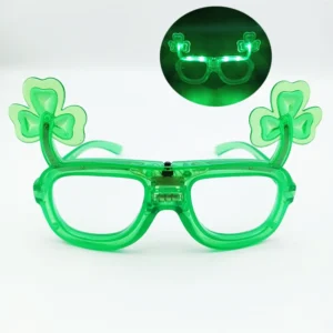 St. Patrick’s Day Shutter Glasses Irish Day Shamrock Green Flashing Sunglasses LED St. Patrick’s Day Festival Party Decorations