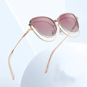 Stainless Women’s Round Full-Rim Durable Outdoor Sunglasses with Custom Logo and Magnetic Clips