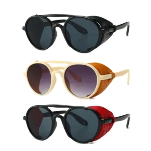 Steampunk Leather Windproof Protective Sunglasses Shades Eyewear Trendy Unisex Sport Driving Sunglasses