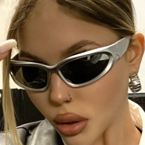 Steampunk Sunglasses Women Mirror Sports Y2K Men UV400 Punk Shades Colorful Eyewear