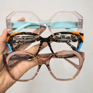 Stock Clearance Mixed Fashion Thick Colorful Acetate Optical Glasses Frame Lamination Colors Stock Acetate Women Frame