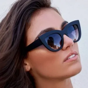 Stylish Big Cat.3 UV400 Black Ladies Cat Eye Sunglasses Women Plastic Cateye Glasses