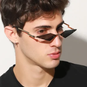 Stylish Fashion Rimless Small Rhombus Metal UV400 Sunglasses