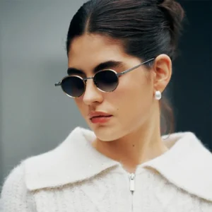 Stylish Men’s and Women’s Retro Vintage Metal Sun Glasses with UV400 Grey Lenses Gold Frame Fashion Sunglasses