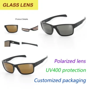 Stylish Outdoor Sports Full Rim Sunglasses UV400 Protection Light Weight Comfortable Polarized Glass Lens Laser Engraved Details