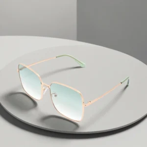 Stylish Unisex Sunglasses with Gold Metal Frame Fresh Elegant Rectangle Style Comfortable UV400 Eyewear Polarized Gradient Lens