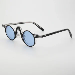 Summer Light Weight PES2 Acetate Round Frames Vintage Polarized Sunglasses with Yellow Gray Lenses