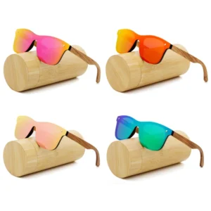 Sun Glasses Bamboo Sunglasses UV400 Polarized Custom Rimless Sunglasses for Men