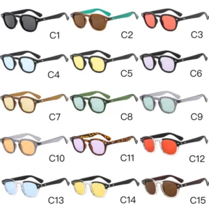 Sunglasses Factory Price Update 15 Color Round Rice Nail Gradient Lens Red Frame Sun Glasses with Ocean Film Fashion Style