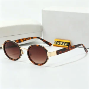 Sunglasses Men Women UV Protection Round Retro Leopard