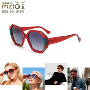 Sunglasses Women Custom Logo High Quality Y2K Polarized Acetate Sunglasses Hexagonal Glasses Gradient Color