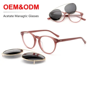 Sunray Retro Fashion Acetate Eyewear High End Clip on Eyeglasses Design Optical Glasses Frame Magnetic Polarized Sunglasses