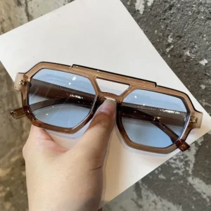 Sunshade Sunglasses Black Large Frame Polygon Women’s Sunglasses Fashion Double Girder Frame Luxury Shadeswhole