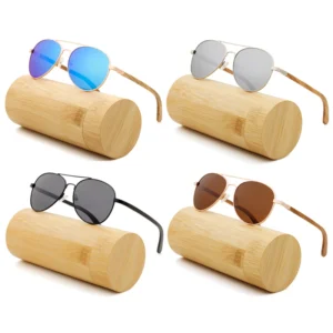 Superb Quality Glasses Metal Frame Polarized Sunglasses Real Wood Eyewear for Cruise Vacations